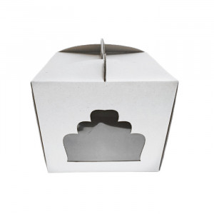Коробка для торта з віконцем біла, 300x300x250 мм