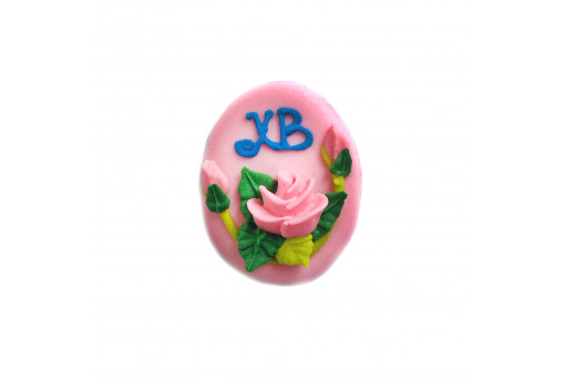 Цукрова фігурка Пасхальне яйце рожеве з трояндами