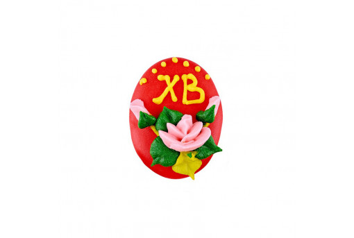 Сахарная фигурка Пасхальное яйцо красное с розами