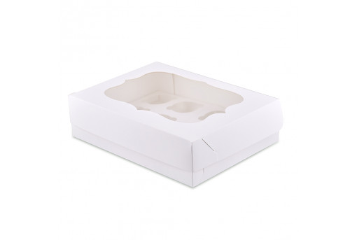 Коробка для кексов, маффинов, капкейков белая на 12 шт.
